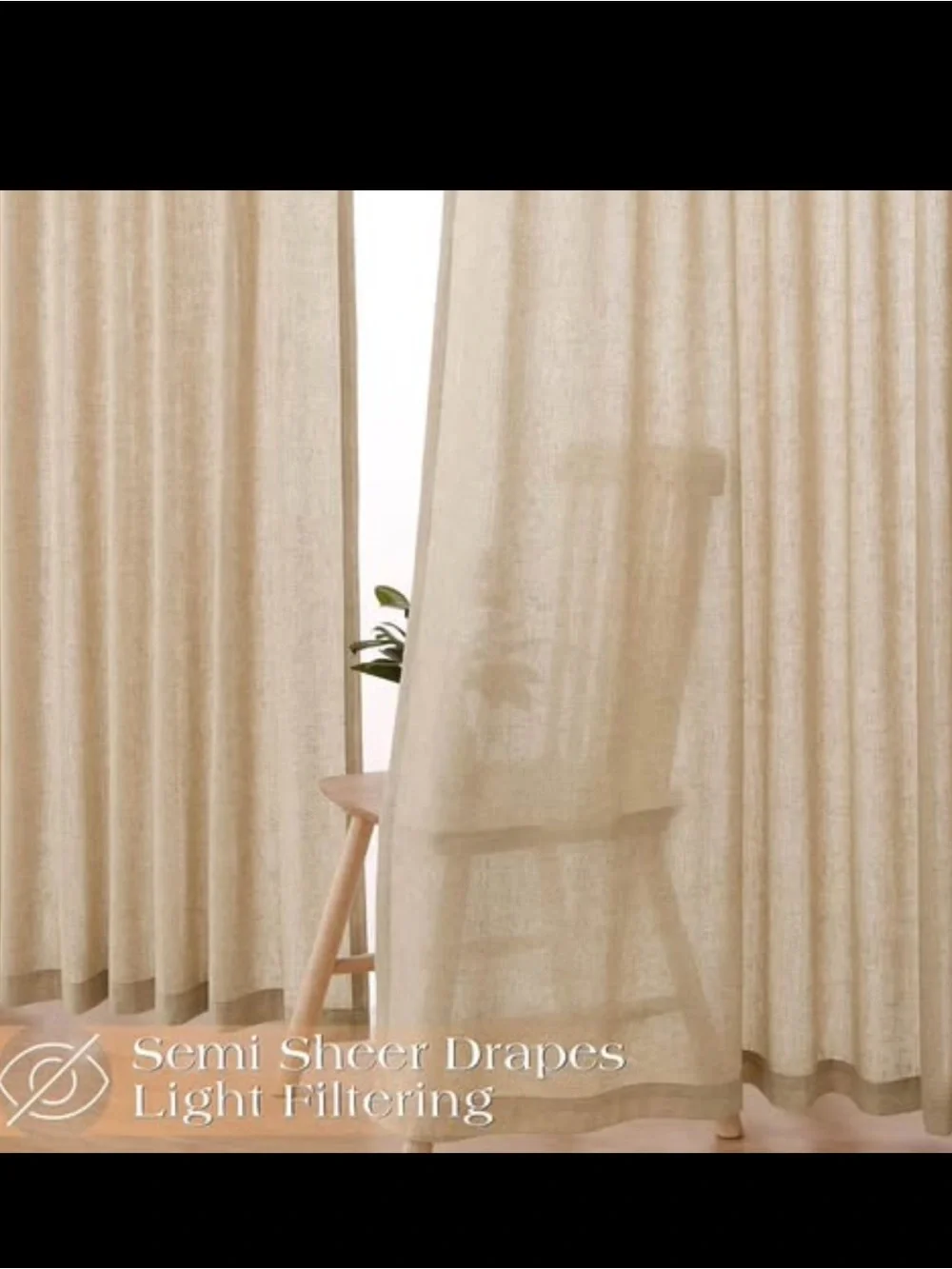 New tan linen long 50x120” curtains 2 panels